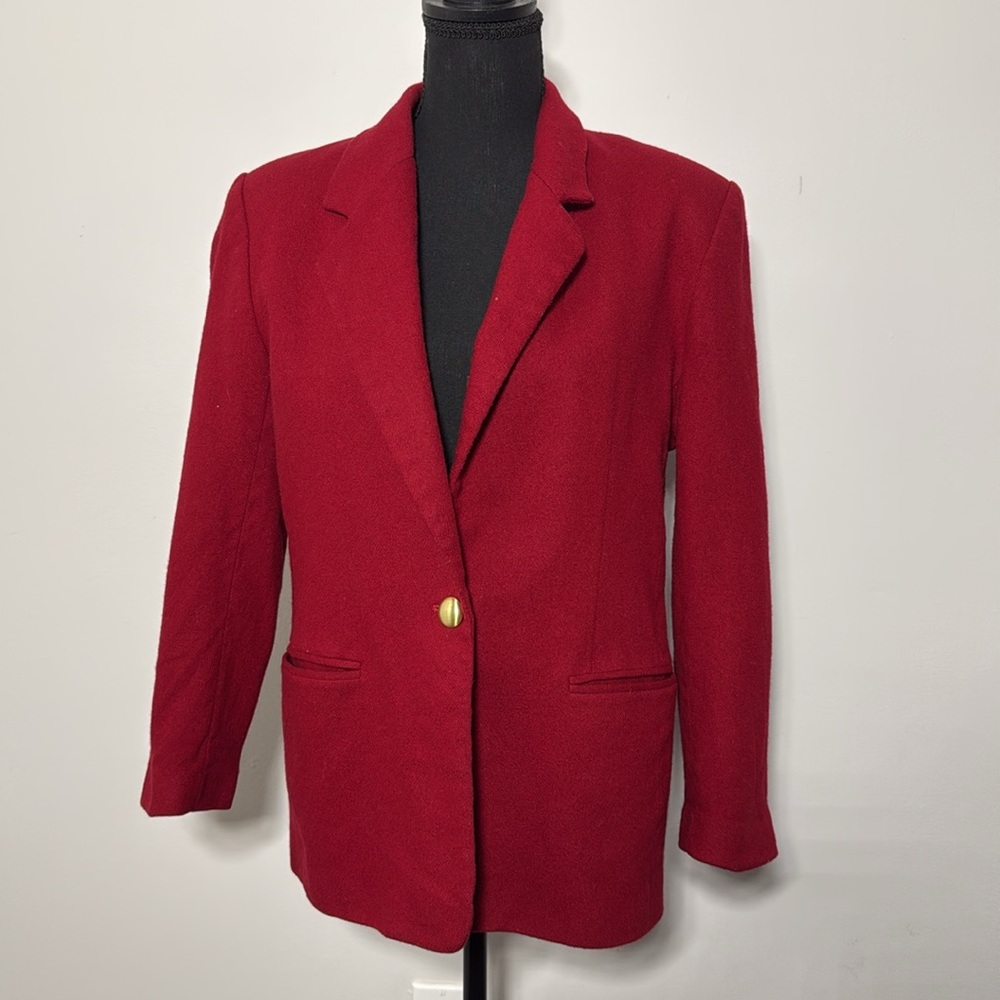 Vintage Leslie Fay Red Wool Blazer - Size 8 - Picture 9 of 9